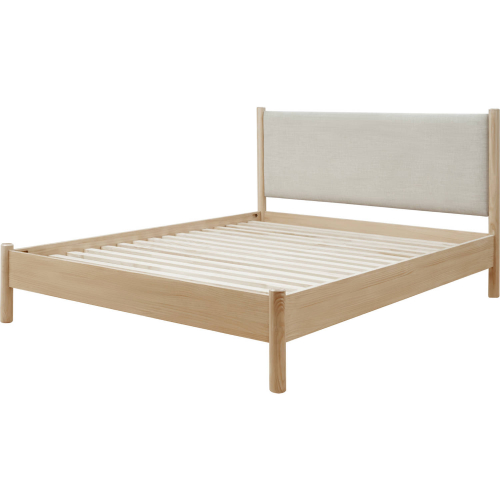 Bloomfield Queen Bed in Santana Cream Fabric & Natural Wood